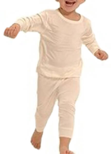 Silke tshirt børn 100% Mulberry Silke i farven elfenben