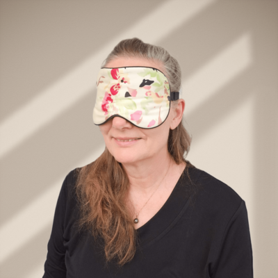 Silke SoveMaske -100% SilkeStof -100% SilkeFyld! Stof blomst