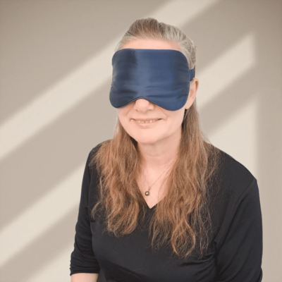 Silke SoveMaske -100% SilkeStof -100% SilkeFyld. Farve Marine