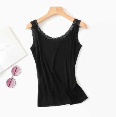 Silke undertrøje sort, 100% Silke