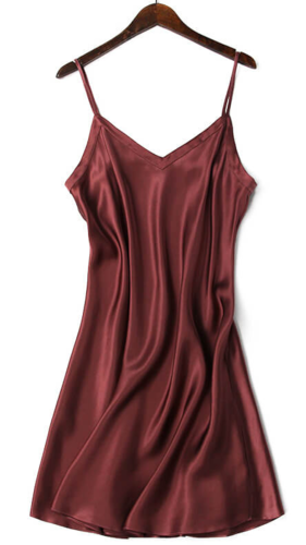 Silke Satin Underkjole, 100% silke - Vinrød