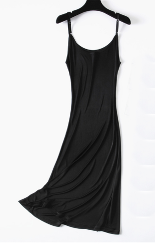 Sort Lang underkjole silke, 100% silke jersey