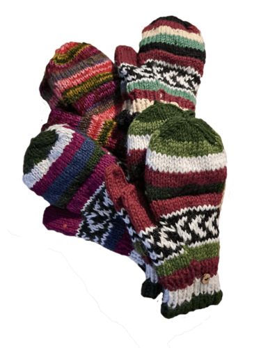 Håndstrikkede uldluffer 100% uld og meget varme.