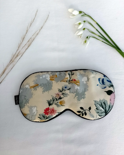 Blomstret-1 Silke SoveMaske -100% SilkeStof -100% SilkeFyld!