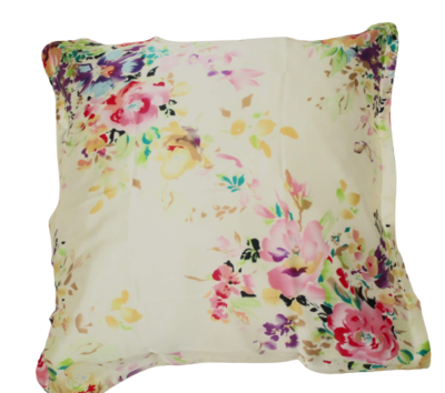 Silkepudebetræk med Sommerblomster i skønne farver, 19momme 100% mulberry silke