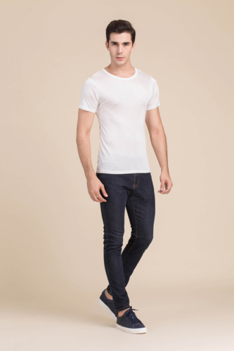 Silke tshirt unisex, 100% silke hvid