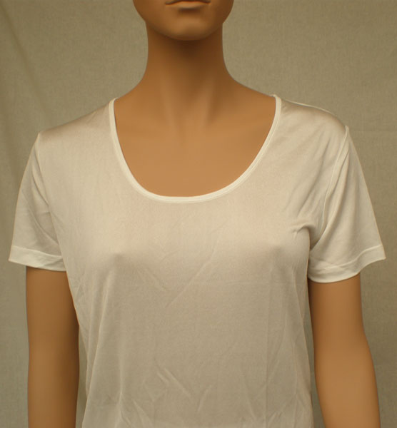 Silke undertrøje elfenben kort ærme 100% silke