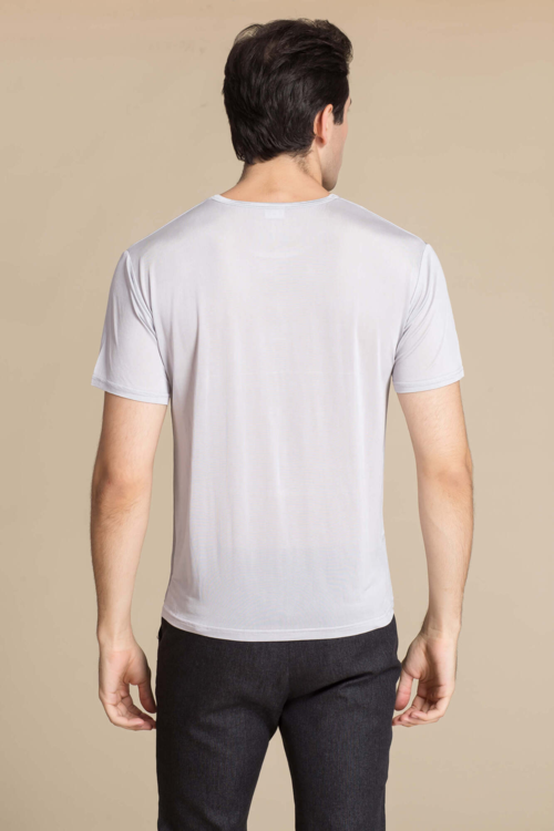 Silke tshirt, unisex 100% silk lysgrå