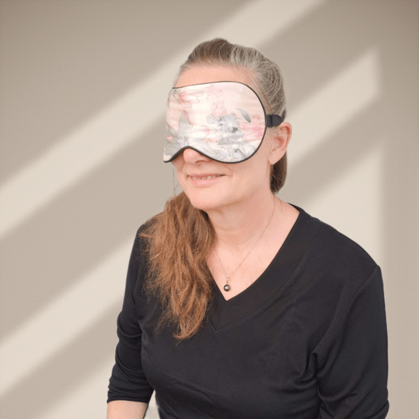 Silke SoveMaske -100% SilkeStof -100% SilkeFyld! Mønster Liljer