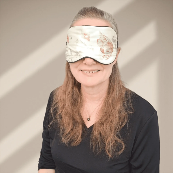 Silke SoveMaske -100% SilkeStof -100% SilkeFyld. Elegant, Gyldne farver - Blomstret