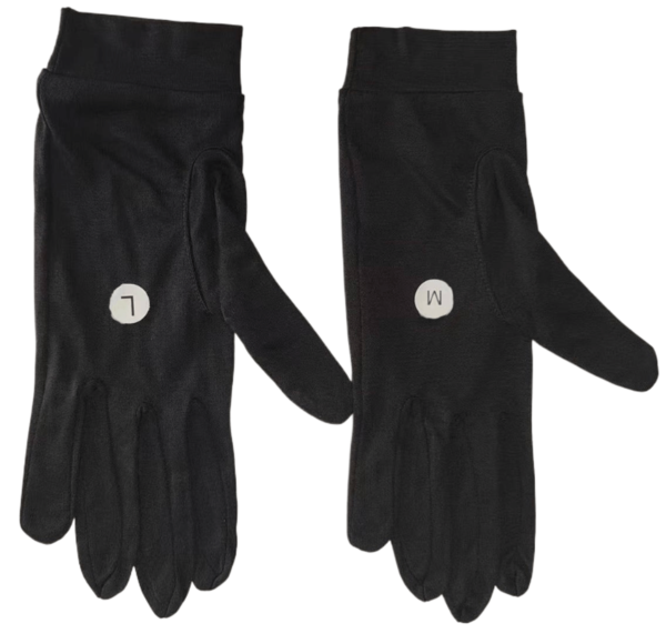 Silkehandsker 100% Mulberry silke - farve sort  str. S, M, L, XL, 5år