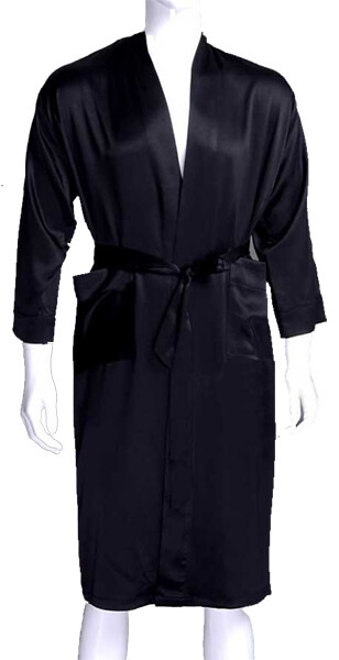 Silke Kimono Klassisk, sort 100% silke 19momme