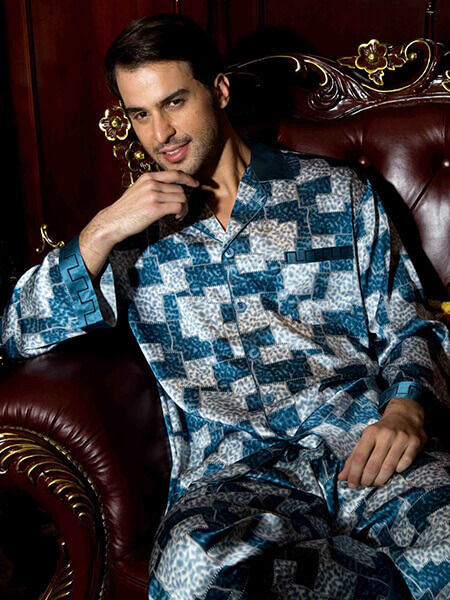 Silke pyjamas print, 100% silke