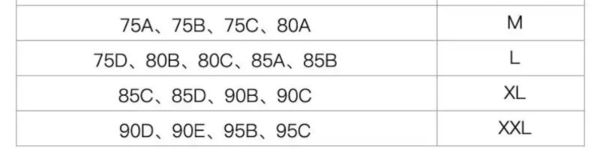 100% Silke BH, size guide