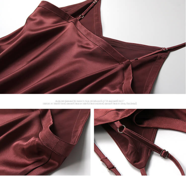 Silke Satin Underkjole, 100% silke - Vinrød