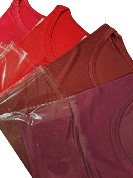 Silke t-shirt, 100% silke, unisex, vinrød kan variere i disse nuancer