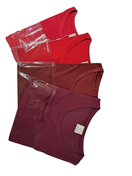 Silke t-shirt, 100% silke, unisex, vinrød kan variere i disse nuancer