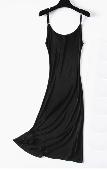 Sort Lang underkjole silke, 100% silke jersey