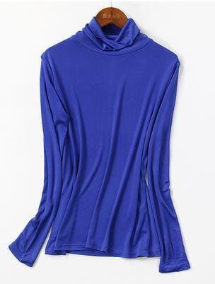 Silke Rullekrave Bluse 100% silke Blå