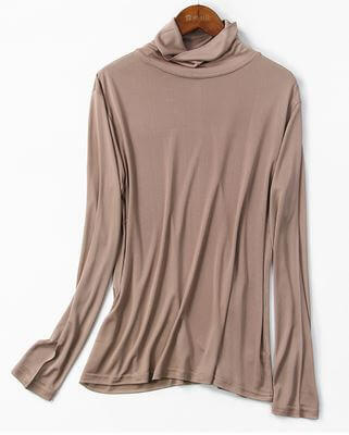 Silke Rullekrave Bluse 100% silke Beige