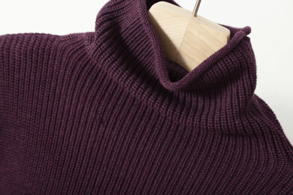 Silke Cashmere Strikkjole med rullekrave onesize Lilla