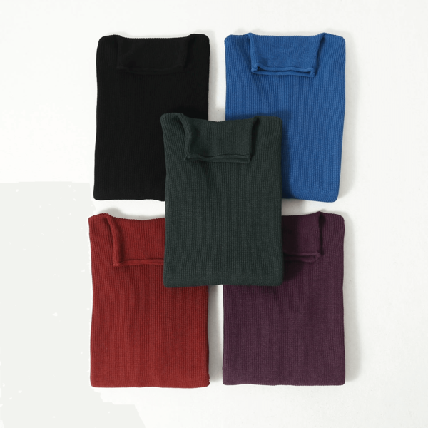 Silke Cashmere Strikkjole med rullekrave onesize vinroed, sort, lilla, groen, blaa