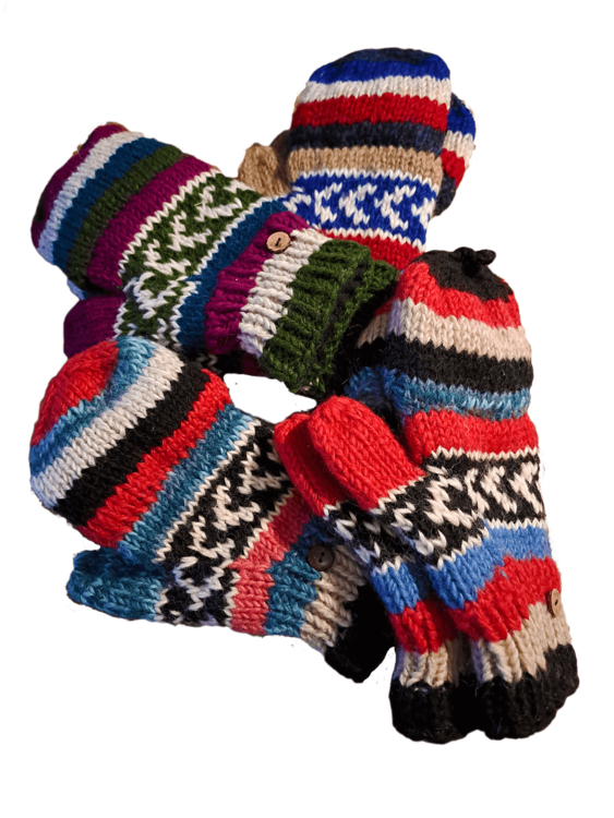 Håndstrikkede uldluffer 100% uld og meget varme.