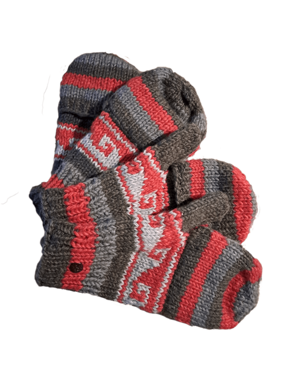 Håndstrikkede uldluffer 100% uld og meget varme.