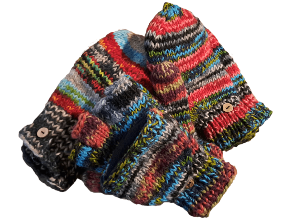 Håndstrikkede uldluffer 100% uld og meget varme.