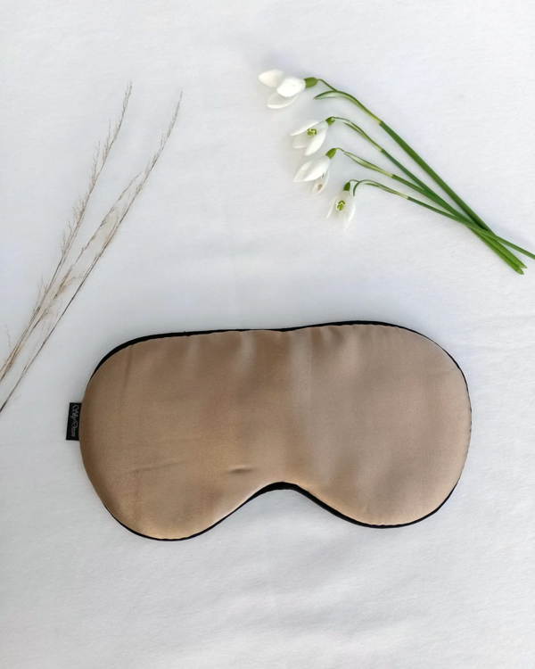 Beige Silke SoveMaske -100% SilkeStof -100% SilkeFyld!