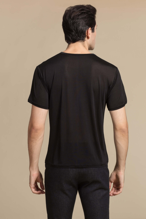 Silke tshirt 100% silke, sort