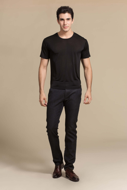 Silke tshirt 100% silke, sort