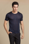 Silke tshirt mørkeblå, 100% silke, Unisex