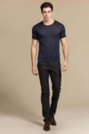 Silke tshirt mørkeblå, 100% silke, Unisex