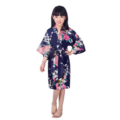 Påfugltrykt kimono, imiteret silke (100% polyester)